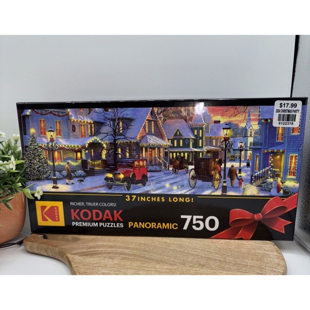 Kodak Christmas Evening-Panoramic-750 Pc Premium Puzzle Factory Sealed 37"x11.25